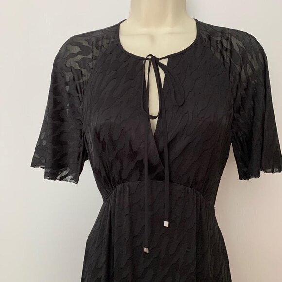 DVF Diane von Furstenberg Josefine black burnout gown ruffle long maxi dress 6 - Picture 3 of 8